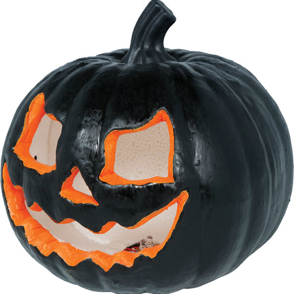 Halloween Pompoen Zwart Met Licht 20cm