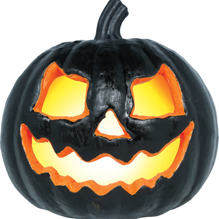 Halloween Pompoen Zwart Met Licht 20cm
