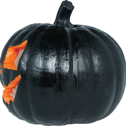 Halloween Pompoen Zwart Met Licht 20cm