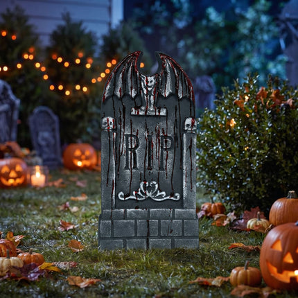 Halloween Grafsteen Grijs Rip Bloederig 42cm