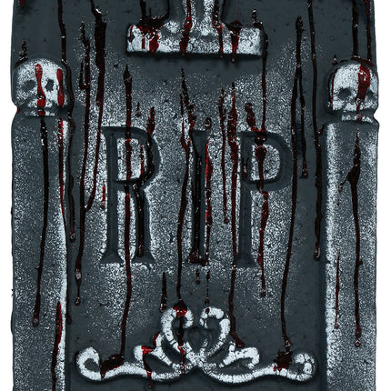 Halloween Grafsteen Grijs Rip Bloederig 42cm