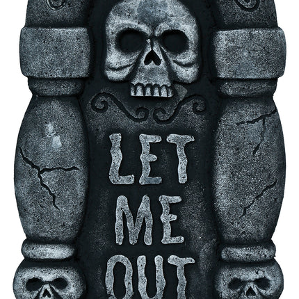 Halloween Grafsteen Grijs Laat Me Eruit 42cm