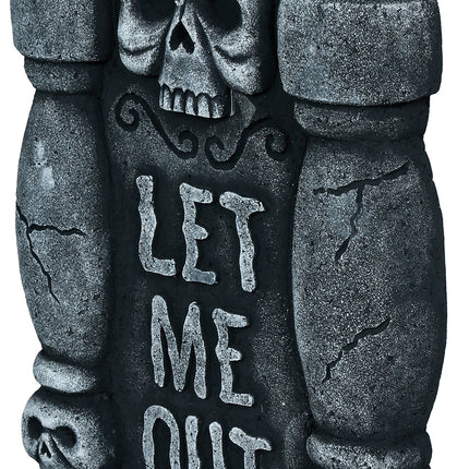 Halloween Grafsteen Grijs Laat Me Eruit 42cm