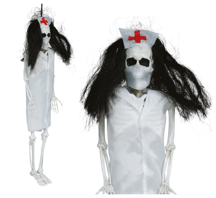 Halloween Skelet Hangend Verpleegster 40cm
