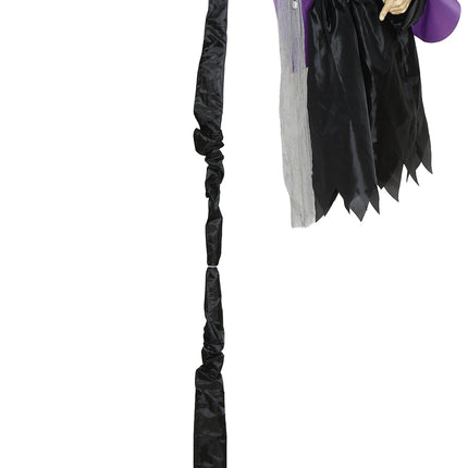 Halloween Pop Vliegende Heks Met Licht, Geluid En Beweging 2,25m