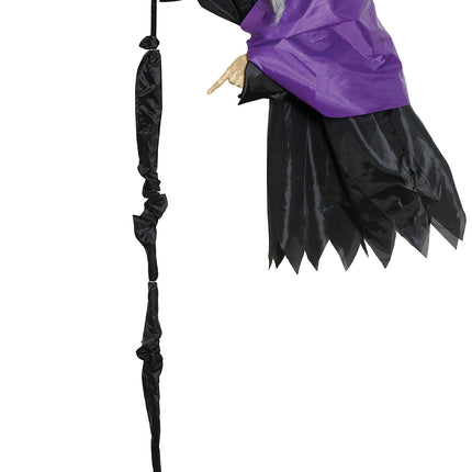 Halloween Pop Vliegende Heks Met Licht, Geluid En Beweging 2,25m