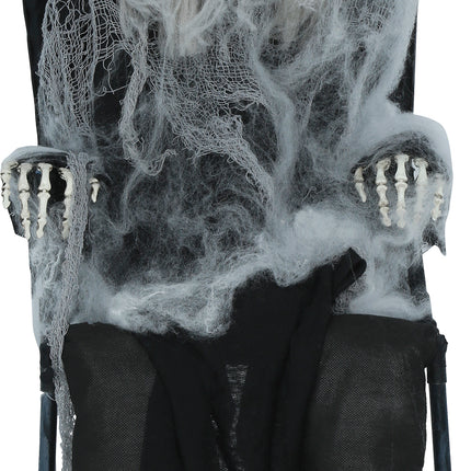 Halloween Skelet Op Stoel Met Licht, Geluid En Beweging 1,05m