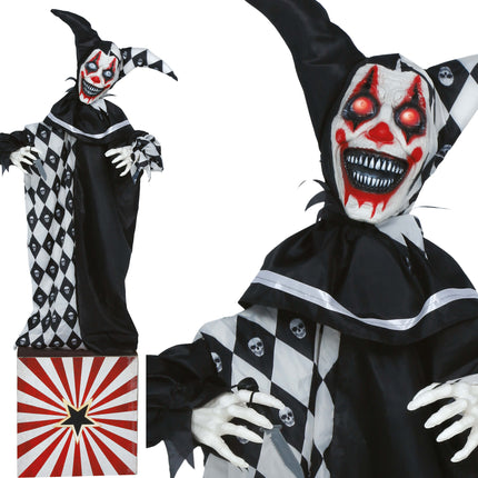 Halloween Pop Clown Met Licht, Geluid En Beweging 1,7m