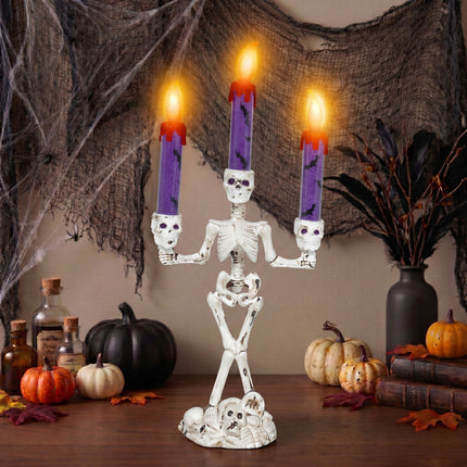 Halloween Kandelaar Skelet Met Licht 35cm