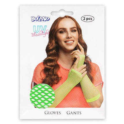 Paar handschoenen eleboog Mesh neongroen