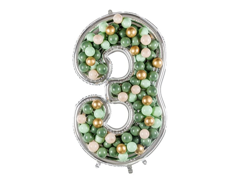 3 Jaar Ballon Frame Zilver 1,26m van Partydeco koop je bij Partywinkel