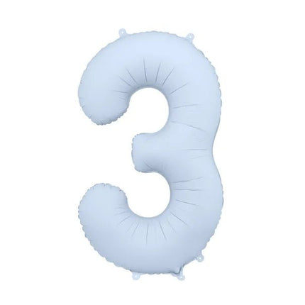 3 Jaar Cijfer Ballon Lichtblauw Mat Leeg 86cm van Partydeco koop je bij Partywinkel
