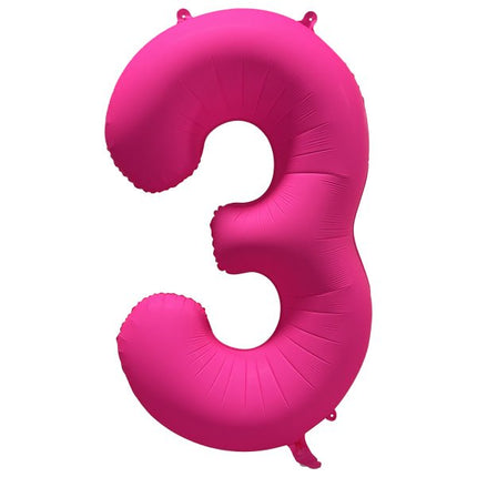 3 Jaar Cijfer Ballon Neon Roze Leeg 86cm van Riethmueller koop je bij Partywinkel