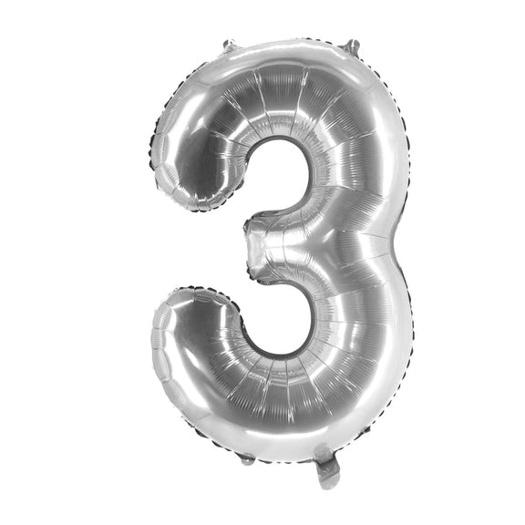 3 Jaar Cijfer Ballon Zilver Leeg 1m van VDV Benefit koop je bij Partywinkel