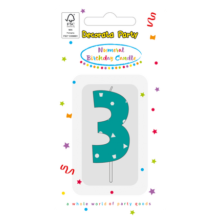 3 Jaar Kaars Lichtblauw van Procos koop je bij Partywinkel