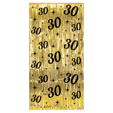 30 Jaar Deurgordijn Goud Zwart van Paper Dreams koop je bij Partywinkel