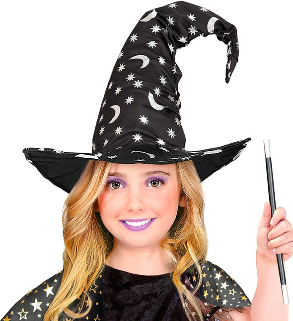 Halloween Heksenhoed Zwart Maan En Sterren