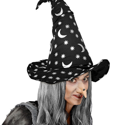 Halloween Heksenhoed Zwart Maan En Sterren