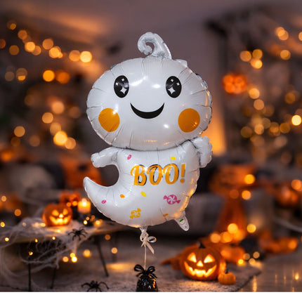 Halloween Helium Ballon Wit Spookje Leeg 75cm