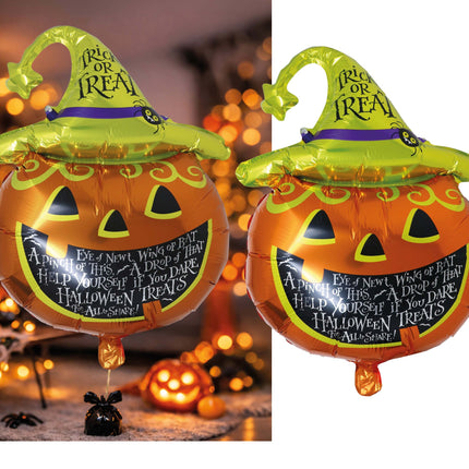 Halloween Helium Ballon Groen Oranje Pompoen Leeg 70cm
