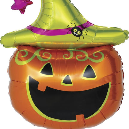 Halloween Helium Ballon Groen Oranje Pompoen Leeg 70cm