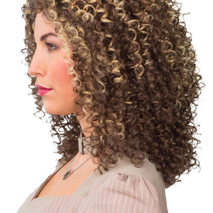 Bruin Pruik Krullen Met Blonde Highlights