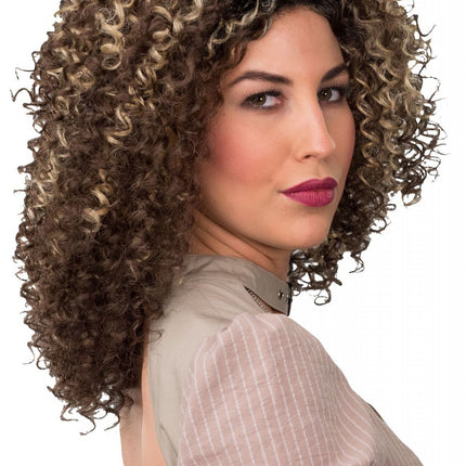 Bruin Pruik Krullen Met Blonde Highlights