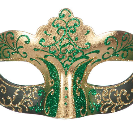 Venetiaans Oogmasker Groen Goud Glitter