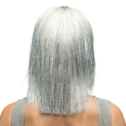 Pruik Crazy zilver