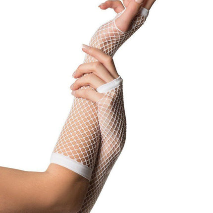 Vingerloze Handschoenen Lang Visnet Wit