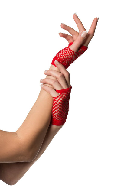 Vingerloze Handschoenen Kort Visnet Rood