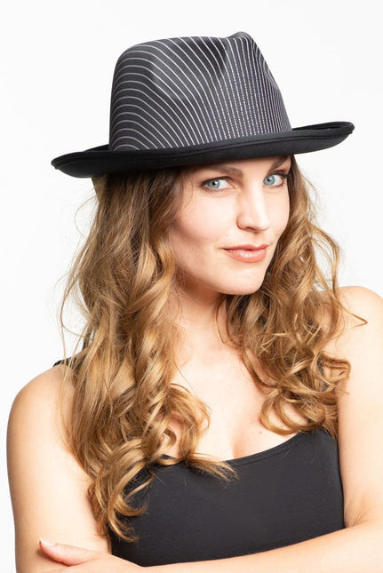 Gangster Hoed Zwart Gestreept Satijn