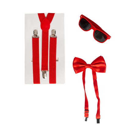 Set Bretels/Bril/Strik Rood