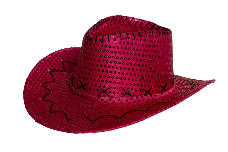 Cowboy Hoed Pailletten Neon Roze