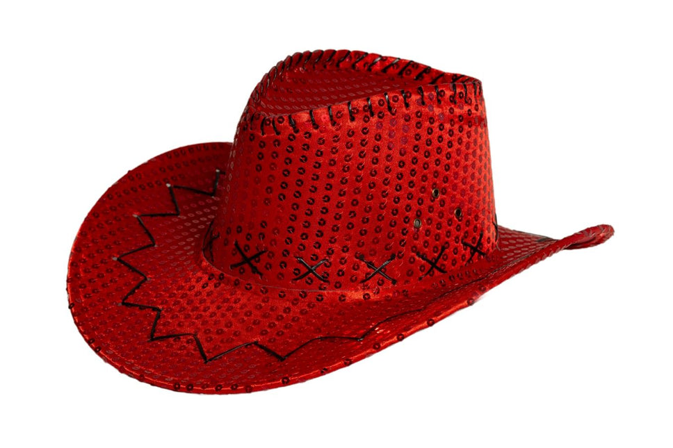 Cowboy Hoed Pailletten Rood