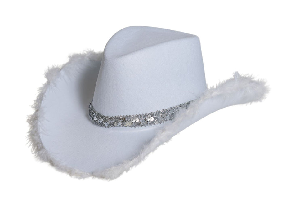 Cowboy Hoed Glitter met Bont Wit