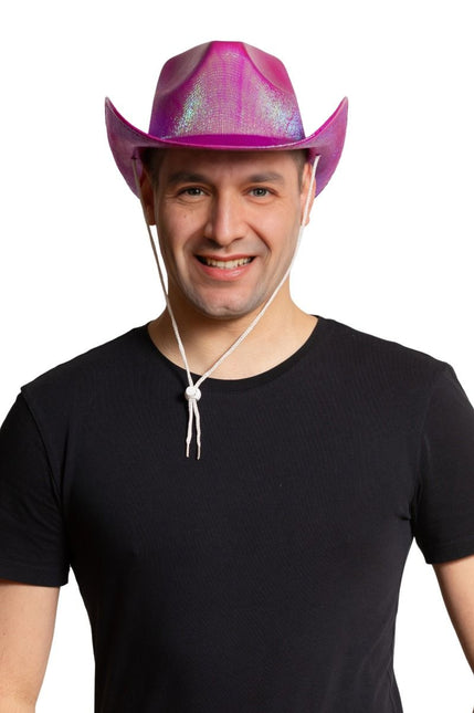 Cowboy Hoed Shiny Neon Roze