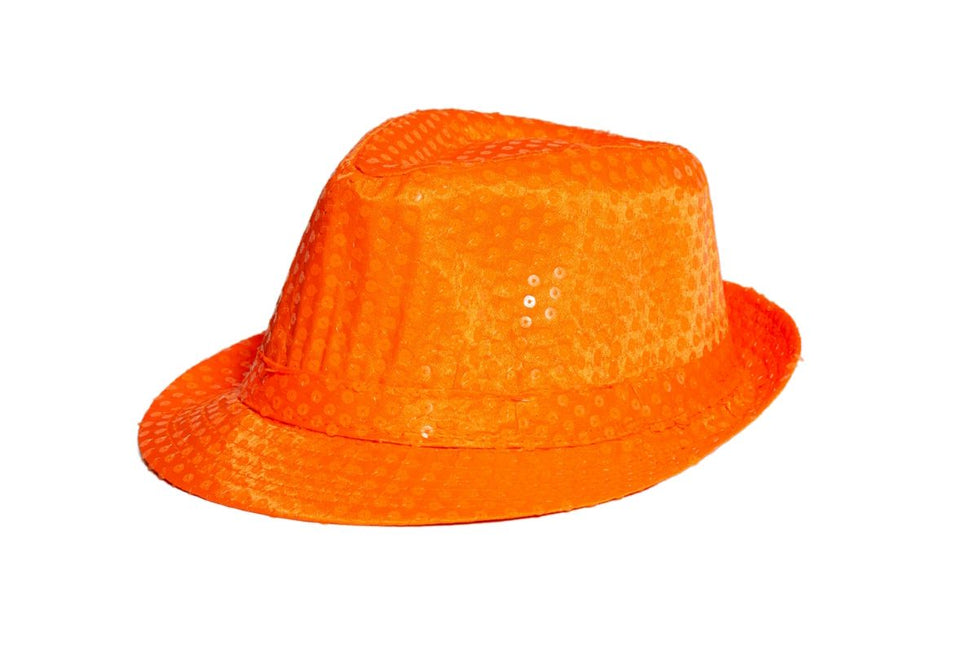Pailletten Hoedje Neon Oranje
