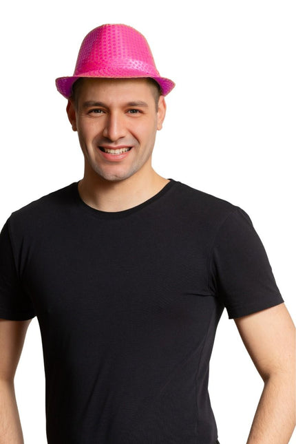 Pailletten Hoedje Neon Roze