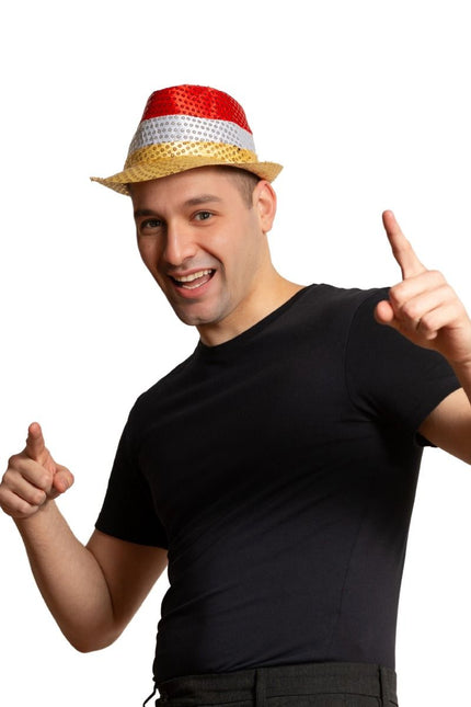 Pailletten Hoedje Rood/Wit/Geel