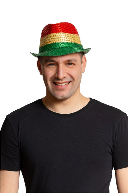 Pailletten Hoedje Rood/Geel/Groen