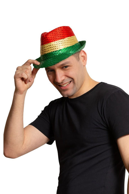 Pailletten Hoedje Rood/Geel/Groen