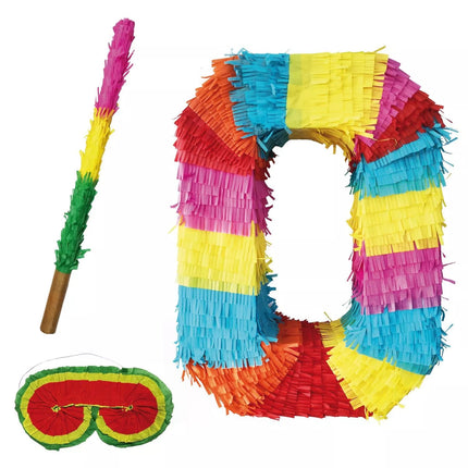 Cijfer 0 Piñata Set 3-delig 45cm