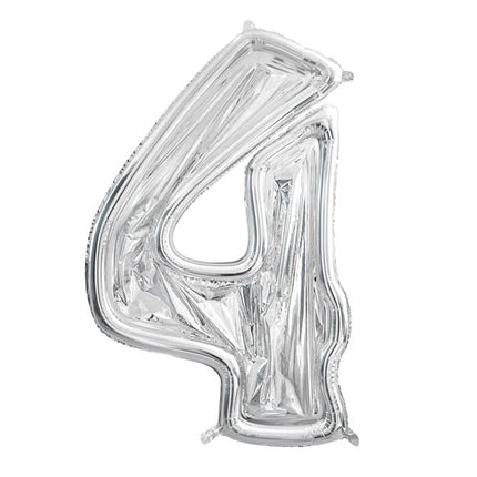 4 Jaar Ballon Frame Zilver 1,26m van Partydeco koop je bij Partywinkel