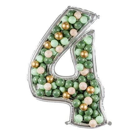 4 Jaar Ballon Frame Zilver 1,26m van Partydeco koop je bij Partywinkel