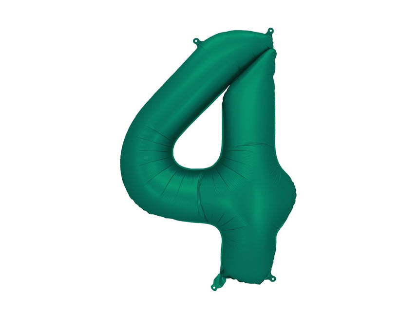 4 Jaar Cijfer Ballon Groen Folie Leeg 86cm van Partydeco koop je bij Partywinkel