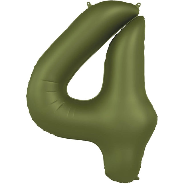 4 Jaar Cijfer Ballon Groen Mat 86cm van Folat koop je bij Partywinkel