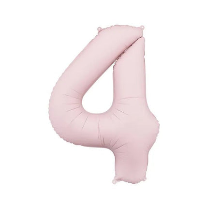 4 Jaar Cijfer Ballon Lichtroze Leeg 86cm van Partydeco koop je bij Partywinkel
