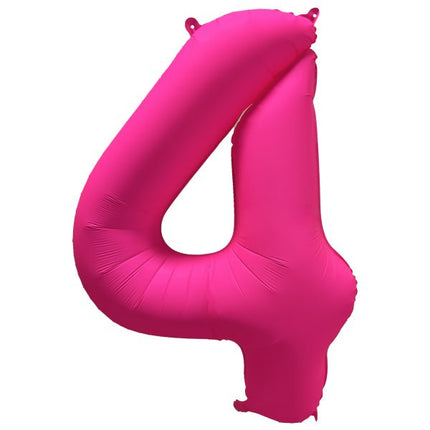 4 Jaar Cijfer Ballon Neon Roze Leeg 86cm van Riethmueller koop je bij Partywinkel