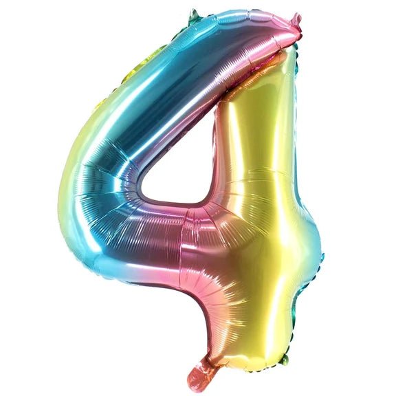 4 Jaar Cijfer Ballon Regenboog Leeg 1m van VDV Benefit koop je bij Partywinkel